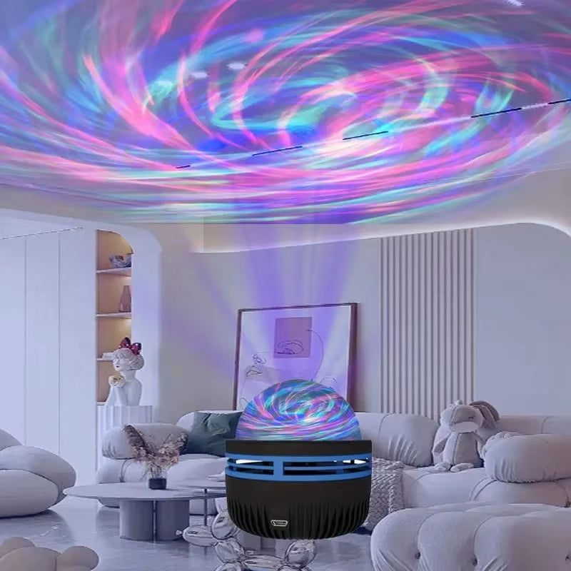 USB Galaxy Projector Aurora 5V Night Light 360° Rotating GB Colorful NightLights with Remote Control for Home Theater Room Deco